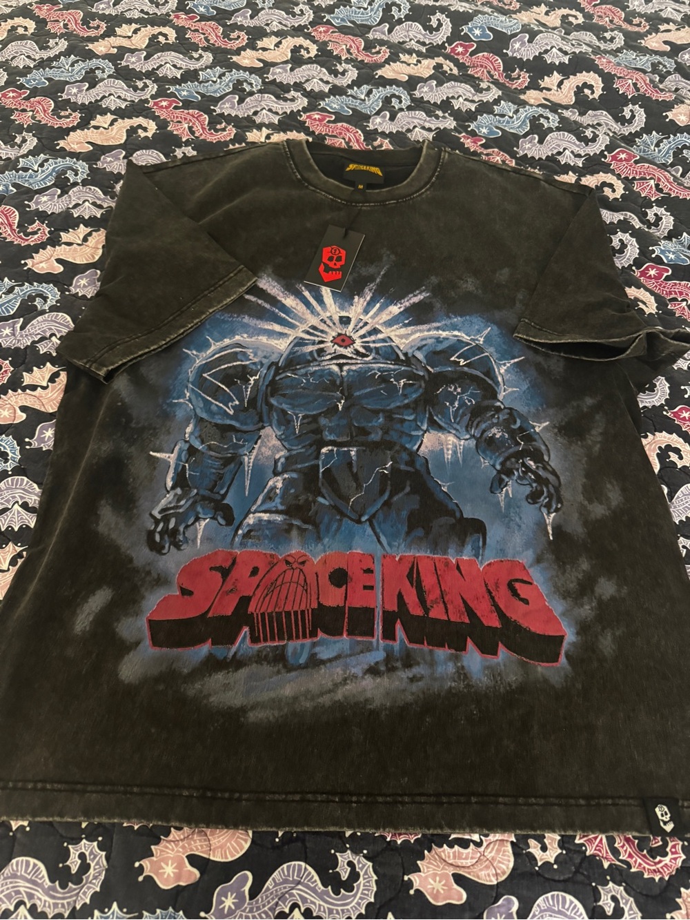 Space King Graphic Tee oversized in Black and Blue